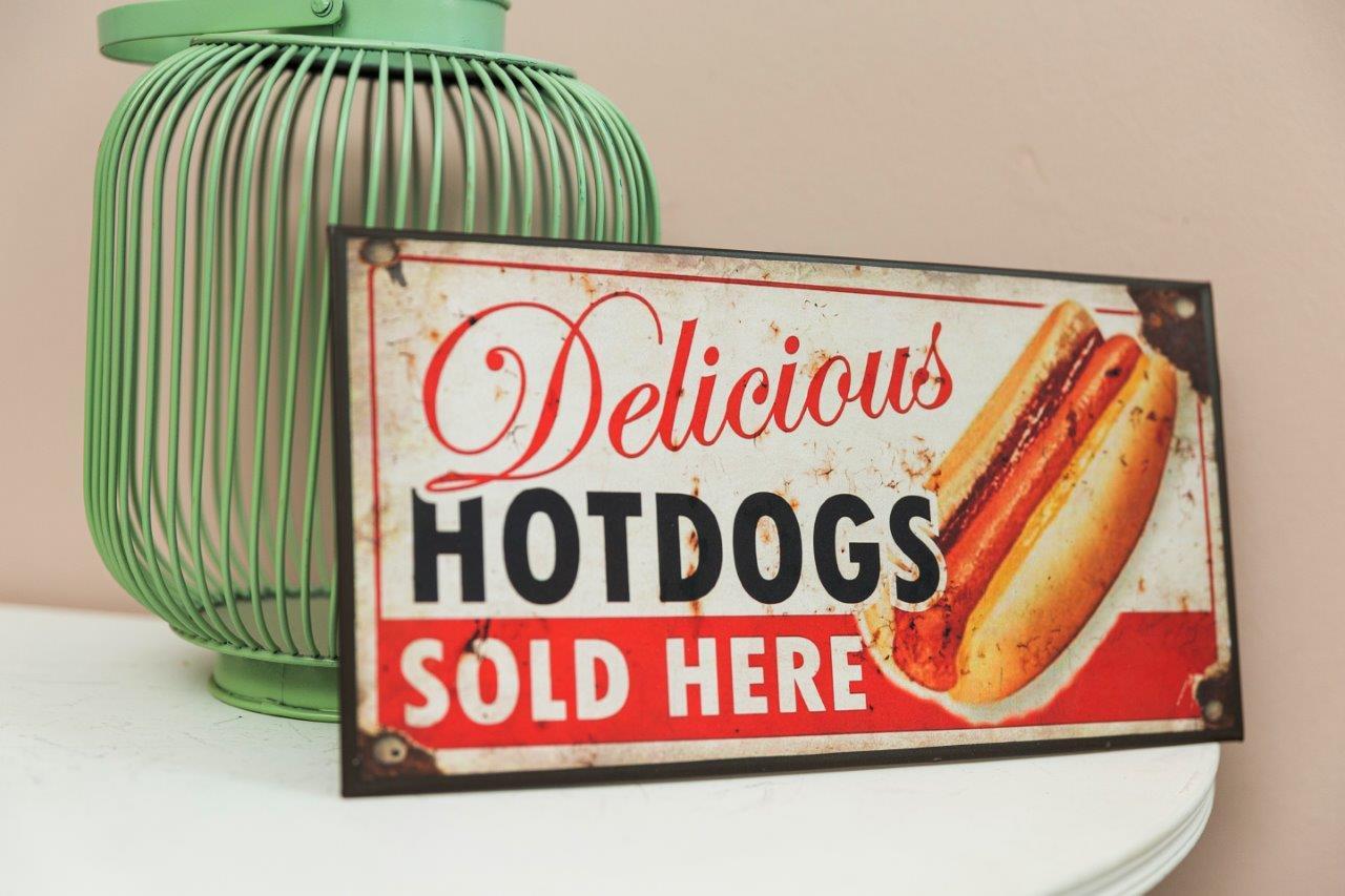 Metallschild - Delicious Hot Dogs - 30x15 cm