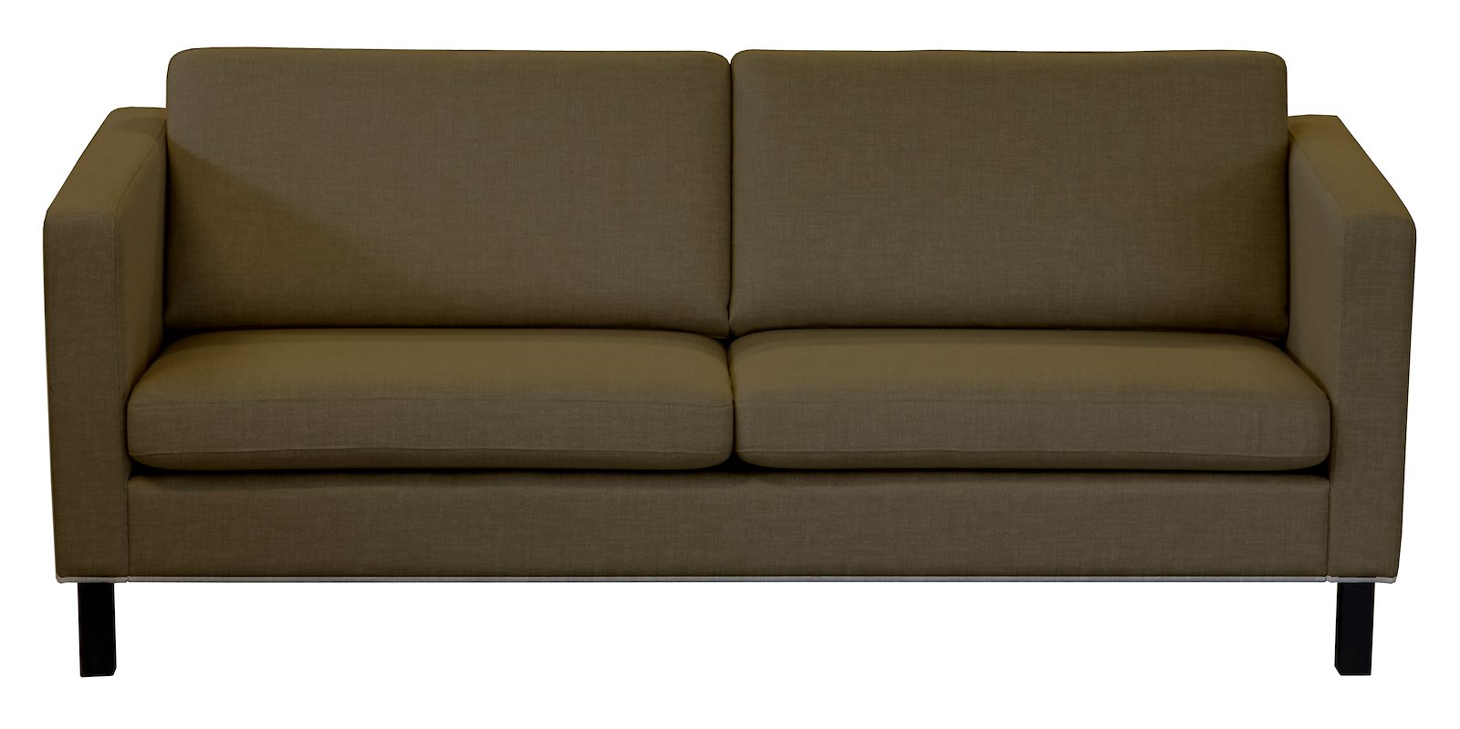 Noor Lux 3-seter Duo puter. Tekstil Mia Brun med arm 03 og ben 19 sort