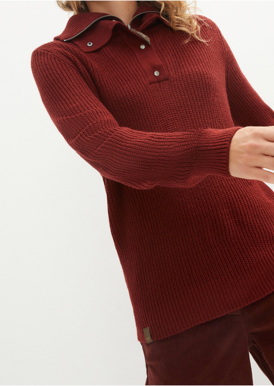 Pull camionneur en maille avec col 2 en 1