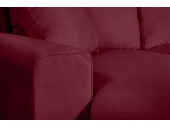 Canapé d'angle Maria scandinave réversible et convertible avec coffre en velours - Bordeaux - L227 x 148 x 95cm - Loungitude