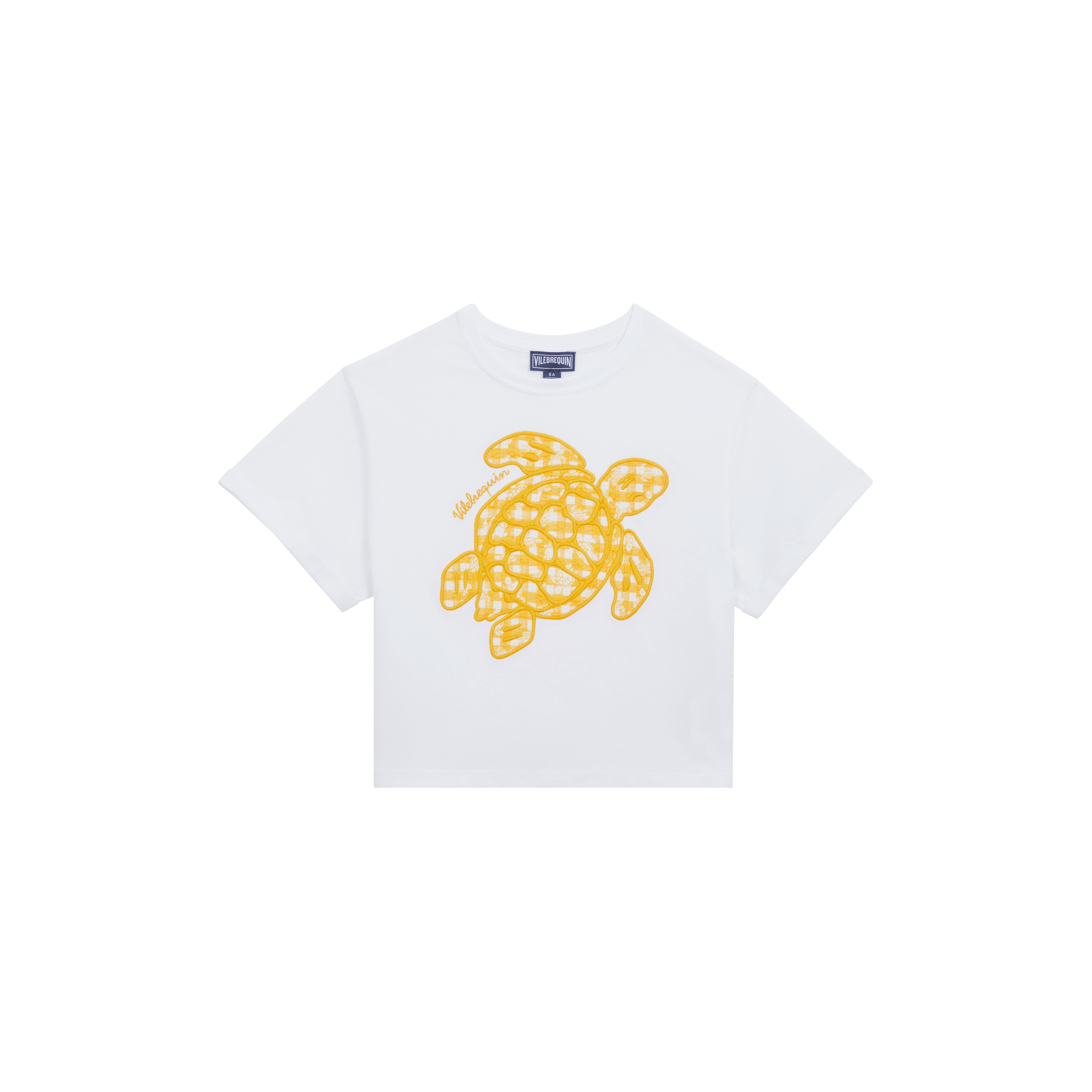 T-shirt en coton organique fille tortue brodée