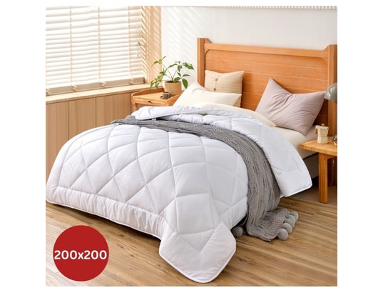 HERZBERG - Couette en microfibre 200x200cm blanche hg22067wd