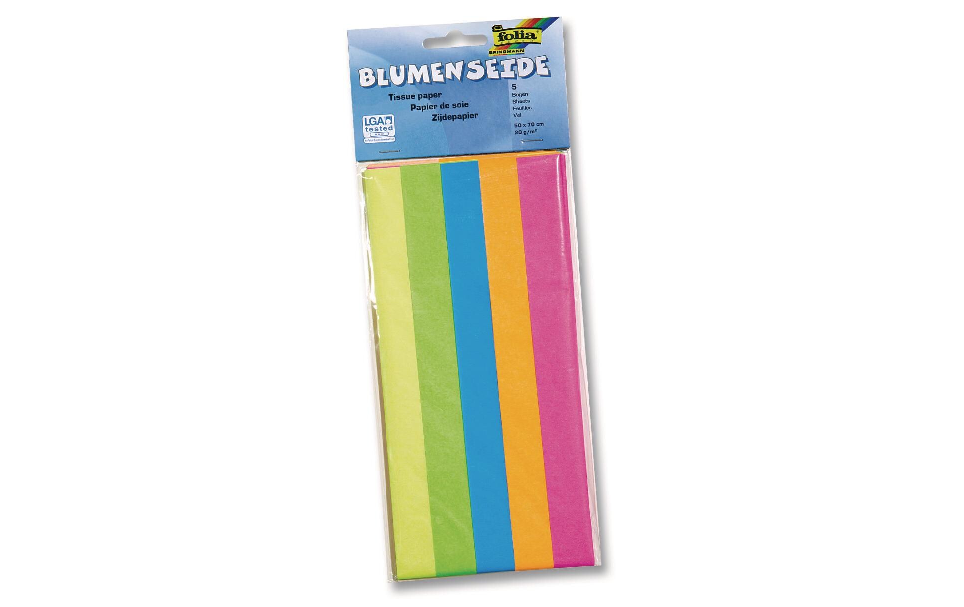 Seidenpapier Neon Farbig assortiertBlumenseide gefalzt