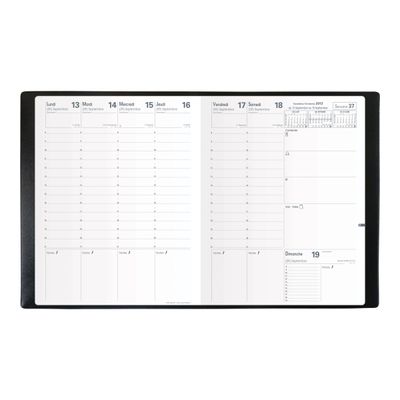 Quo Vadis Planning SD Impala - Agenda - semainier - 180 x 240 mm - papier blanc - couverture noire - plastique
