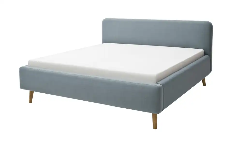Polsterbettgestell Mattis Eisblau Webstoff fein 140 cm ohne Bettkasten