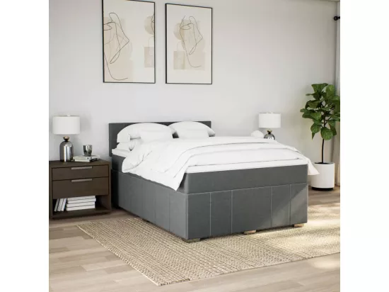 Sommier à lattes de lit avec matelas Gris foncé 160x200cm Tissu