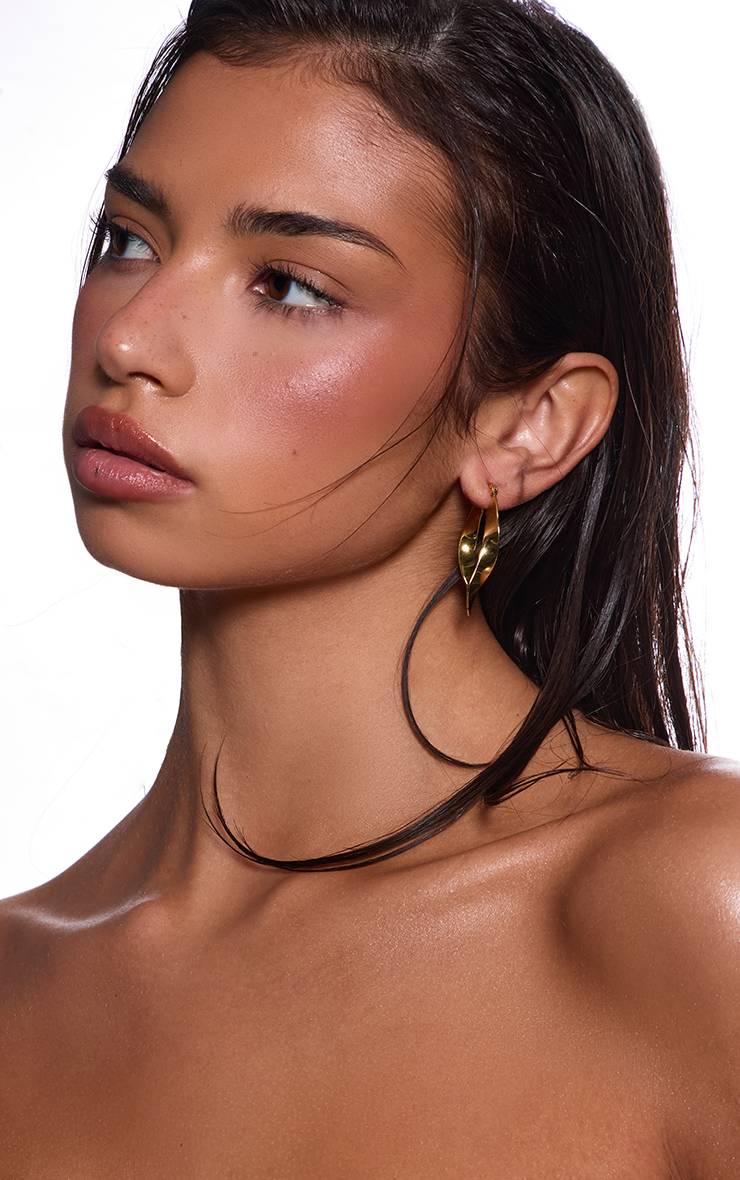 Doré Boucles D'oreilles Créoles Torsadées Résistantes À L'eau
