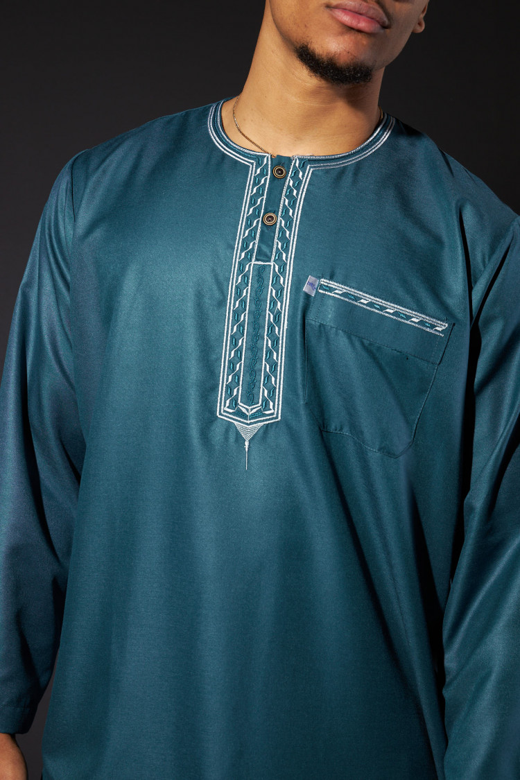 Ensemble 2 pièces qamis + pantalon bleu canard