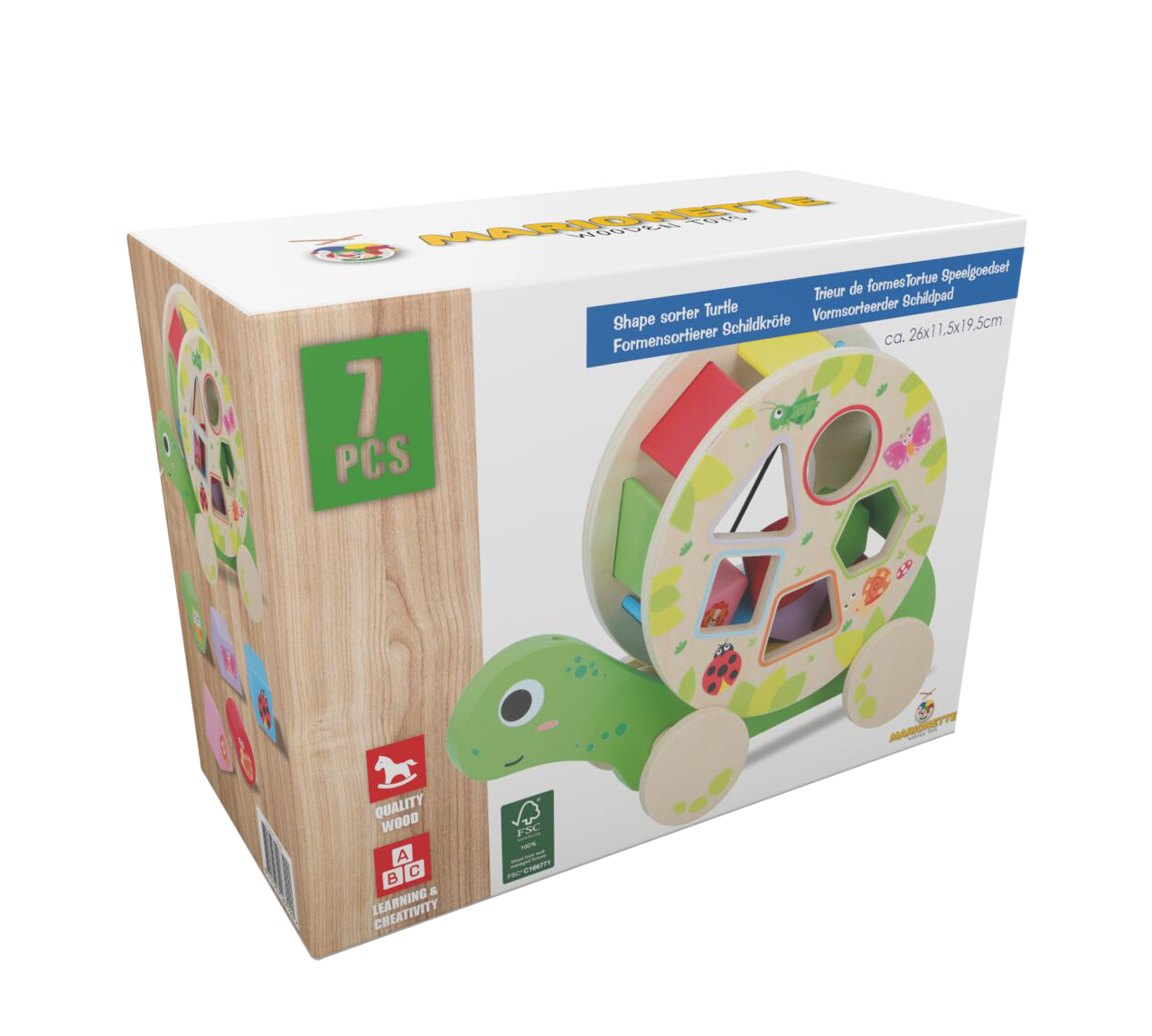 Holzspielzeug Sortierbox Schildkröte 7-teilig