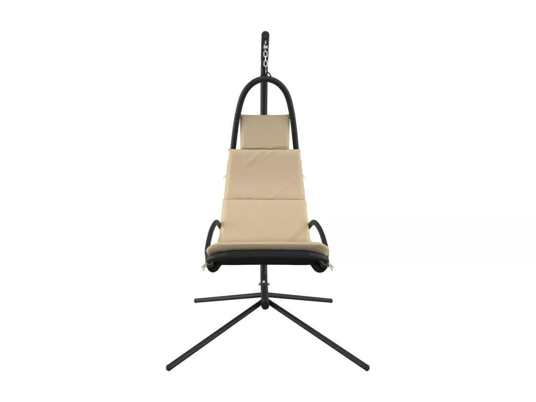 Chaise balançoire de jardin et coussin crème tissu Oxford/acier