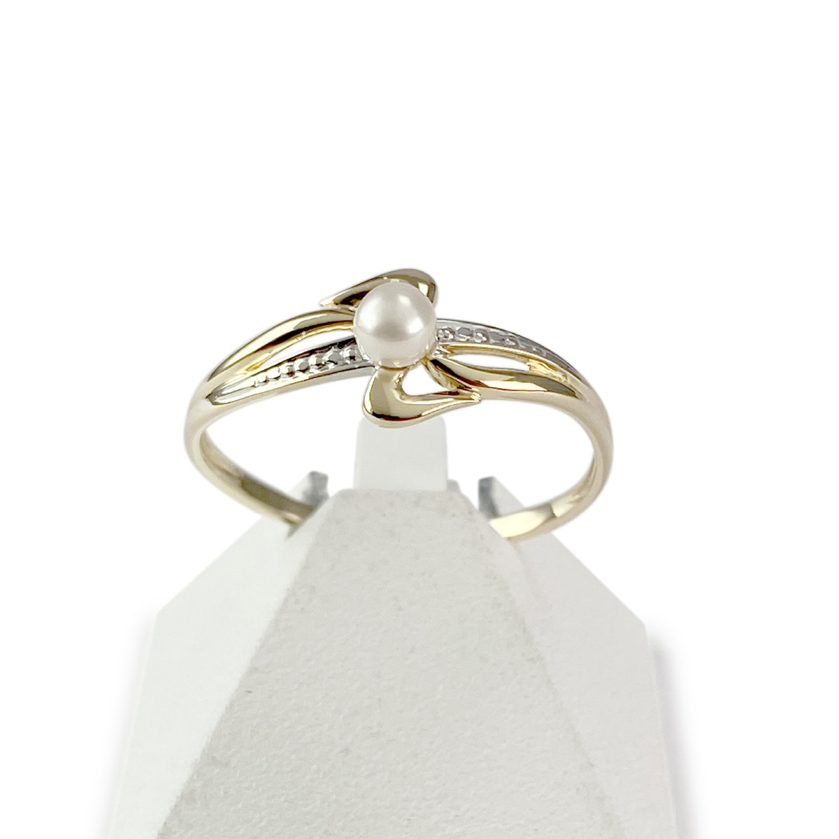 Bague d'occasion or 750 jaune et rhodié perle de culture de Chine