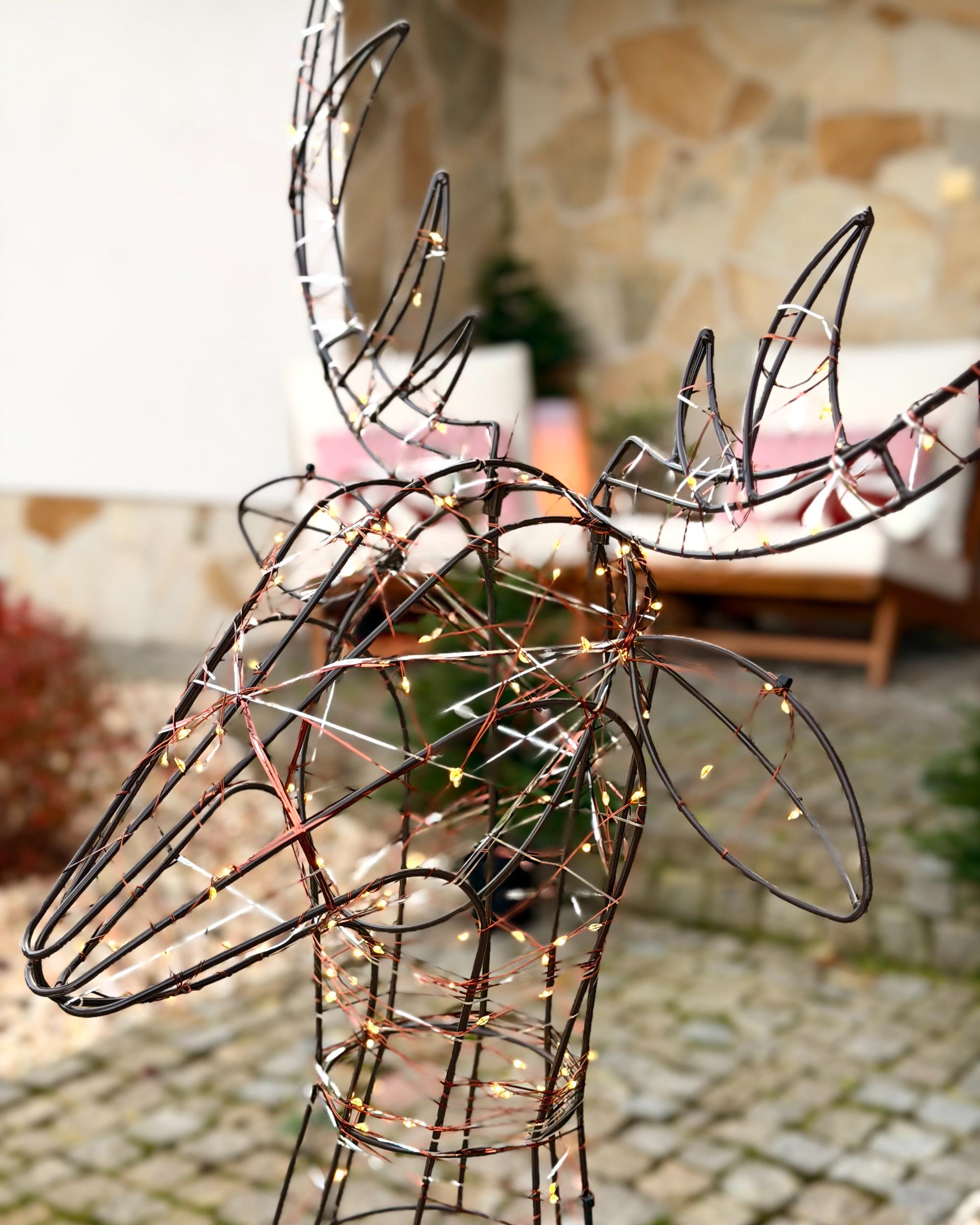 Buitendecoratie LED MAHLATTI Rendier 128 cm Zwart