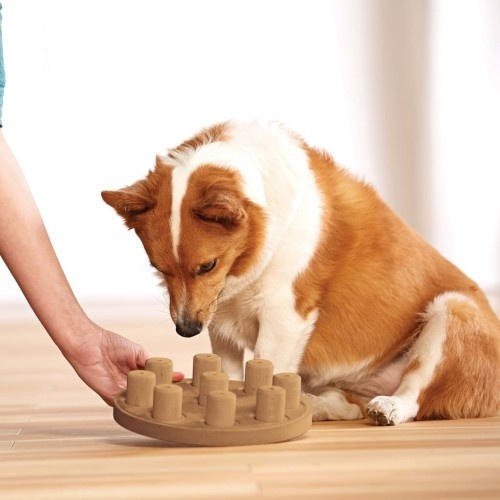 Brinquedo interativo para cães, cor madeira