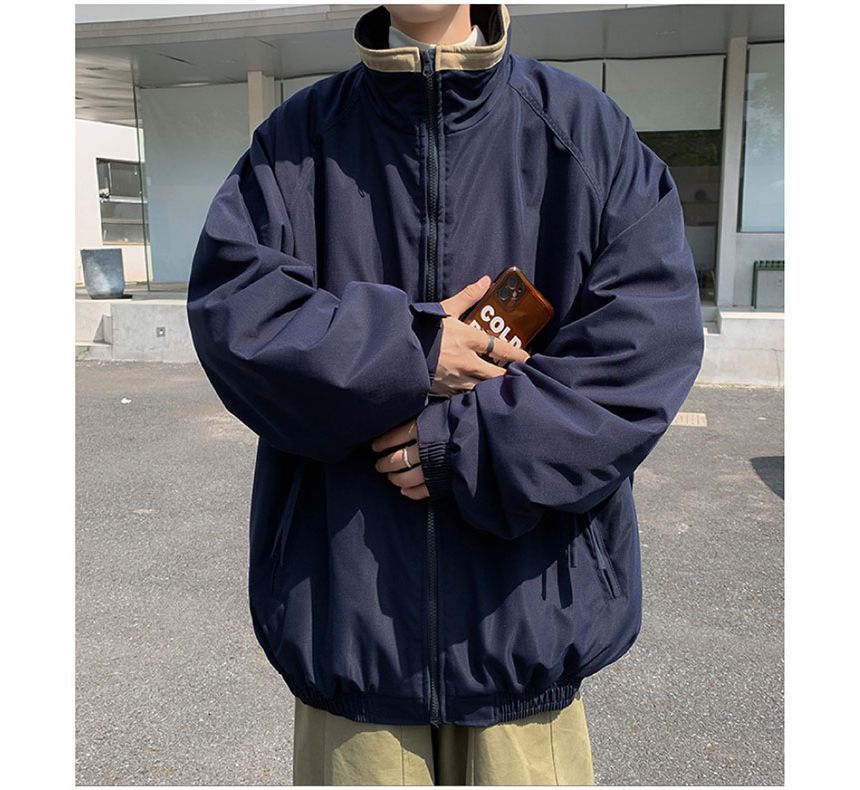 Whyessa - Gewatteerde oversized jas met opstaande kraag en rits