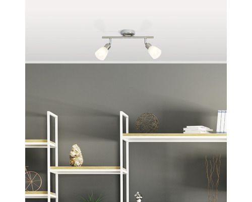LED plafondspot 2x3W 2x250 lm 3000 KB 32 cm nikkel/chroom