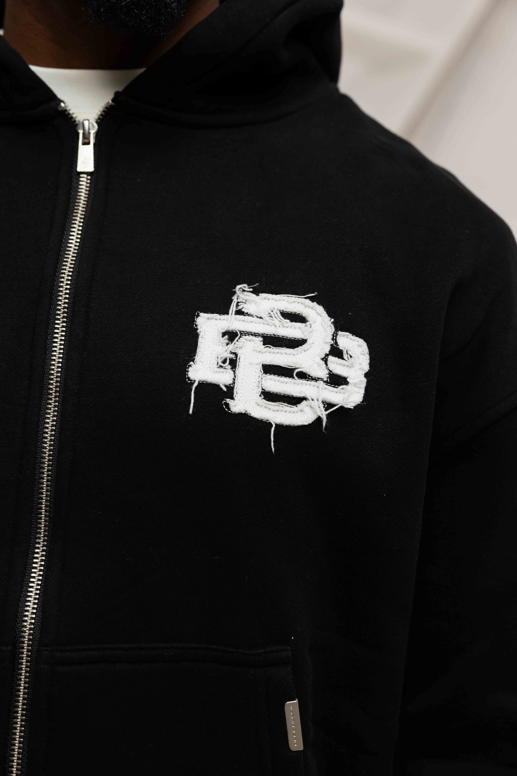 Black Bananas Ripped Zip Hoodie Heren Zwart