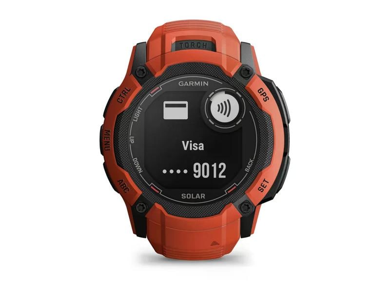 GARMIN Sportuhr Instinct 2X Solar Flame Red Multisport-Smartwatch