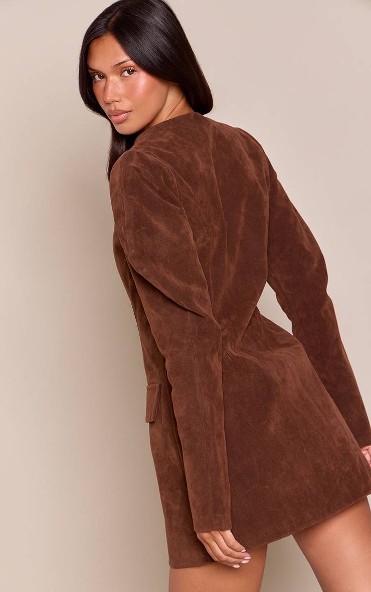 Chocolat Robe Blazer Zippée En Synthétique
