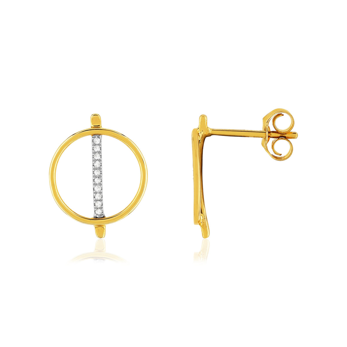 Boucles d'oreilles or 375 2 tons diamants