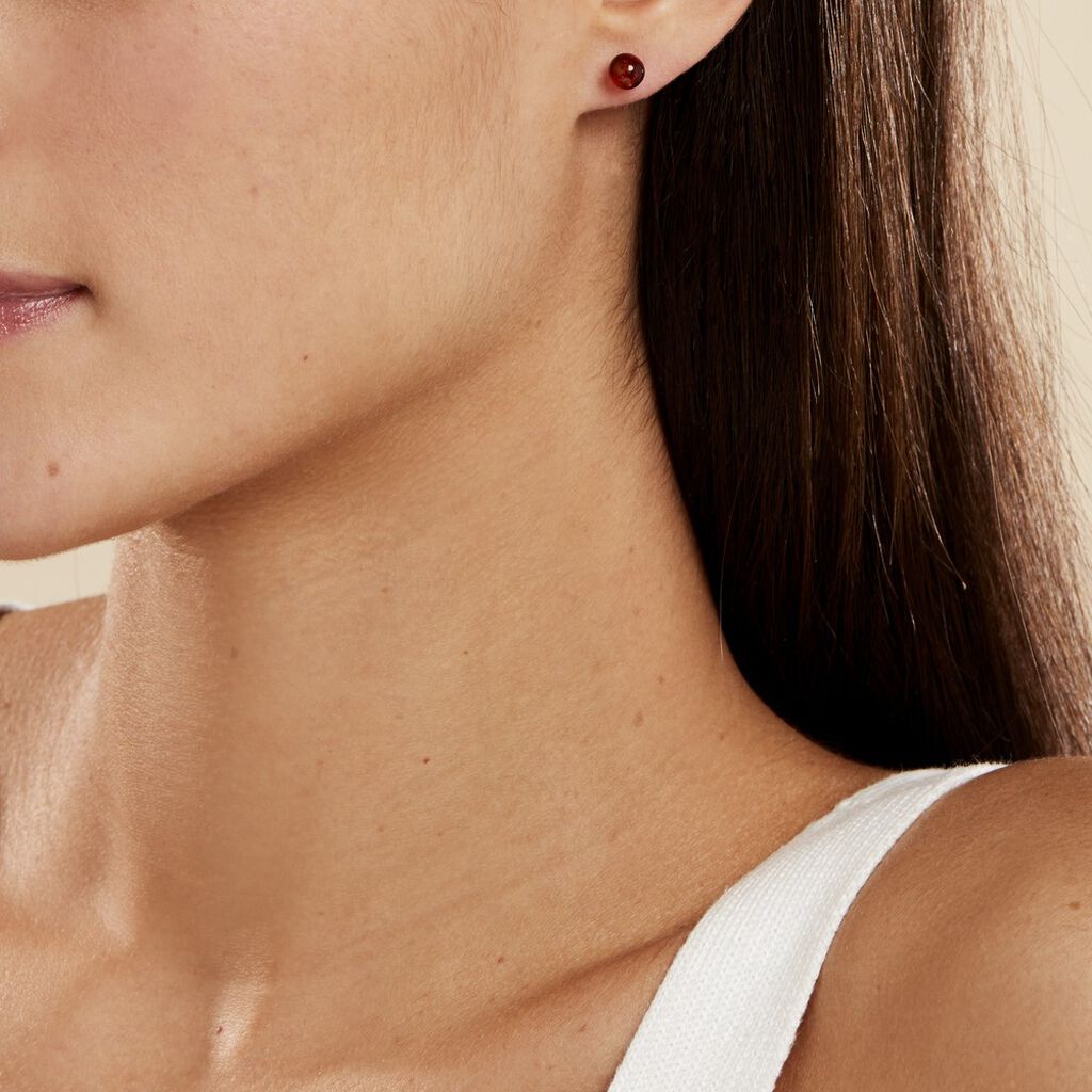 Boucles D'oreilles Puces Brunhild Argent Blanc Ambre