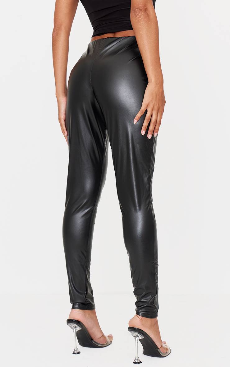 Noir Legging En Synthétiquecuir Avec Détail De Pinces