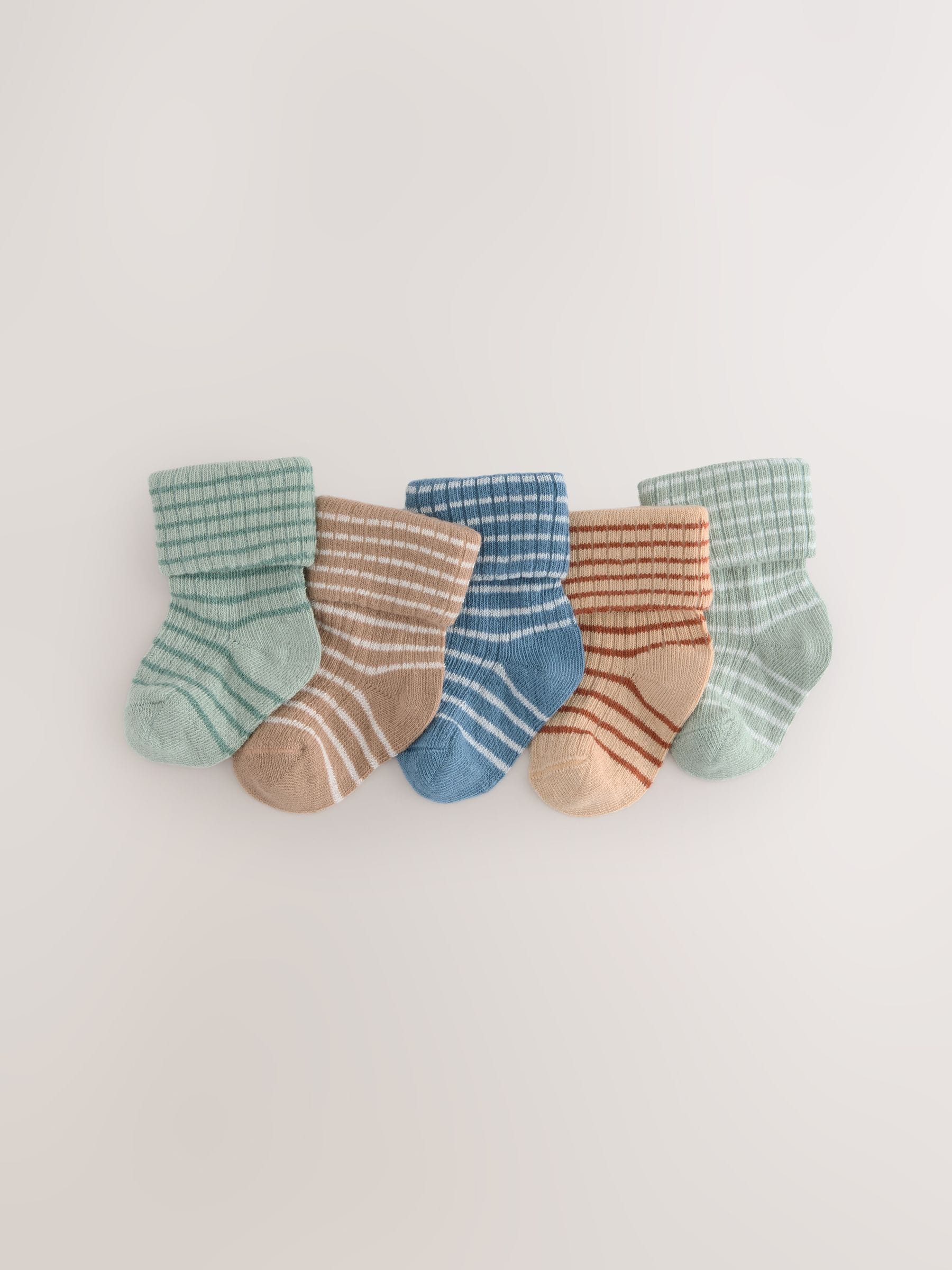 Multi - Set van 5 paar babysokken met omgerolde rand (0 mnd-2 jr)