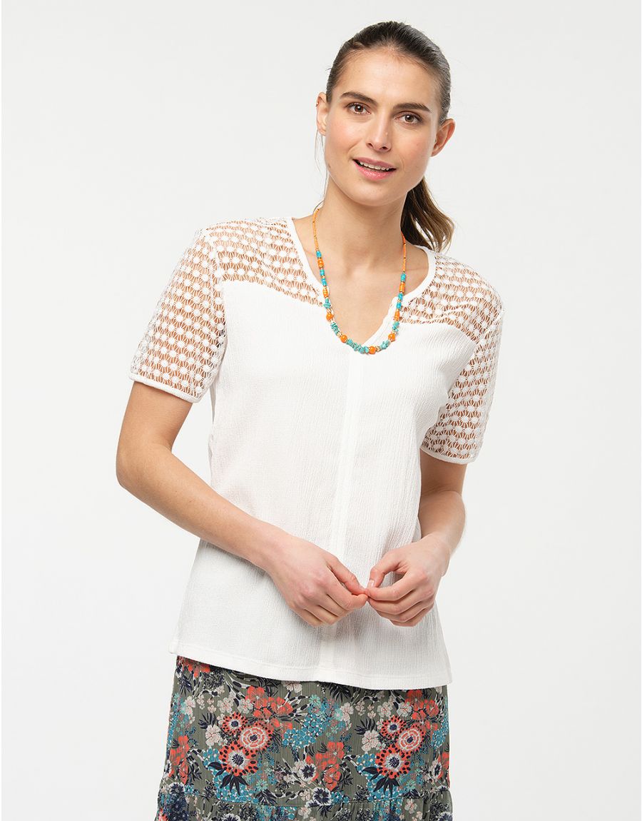 Top écru ajouré chic
