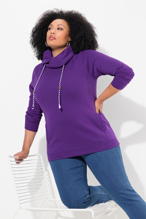 Sweatshirt, weiter Stehkragen, Taschen, Raglan-Langarm