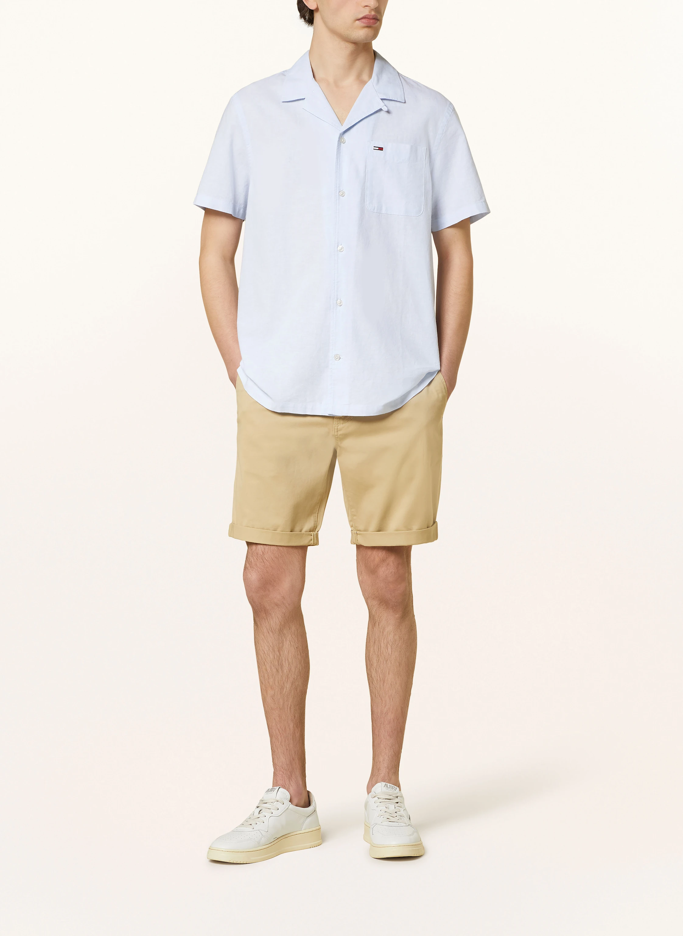 TOMMY JEANS Kurzarm-Hemd Regular Fit mit Leinen