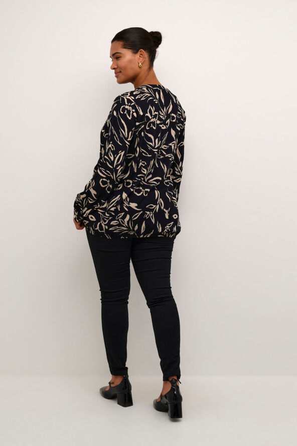 Kaffe Curve KCdiana Blouse Black/sand painted flower