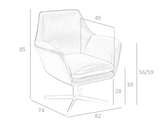Fauteuil pivotant en cuir et acier poli 5093 ANGEL CERDA