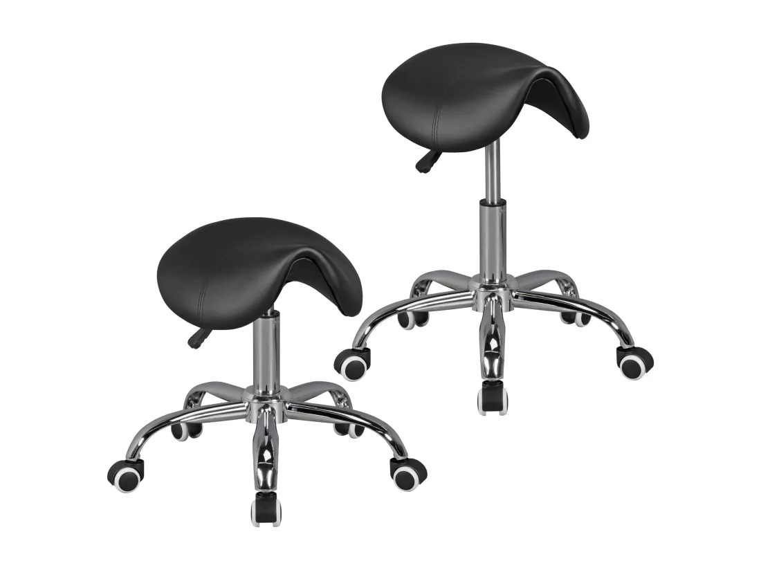 Design Tabouret à Roulettes Pivotant 360° Rembourré Tabouret de bureau
