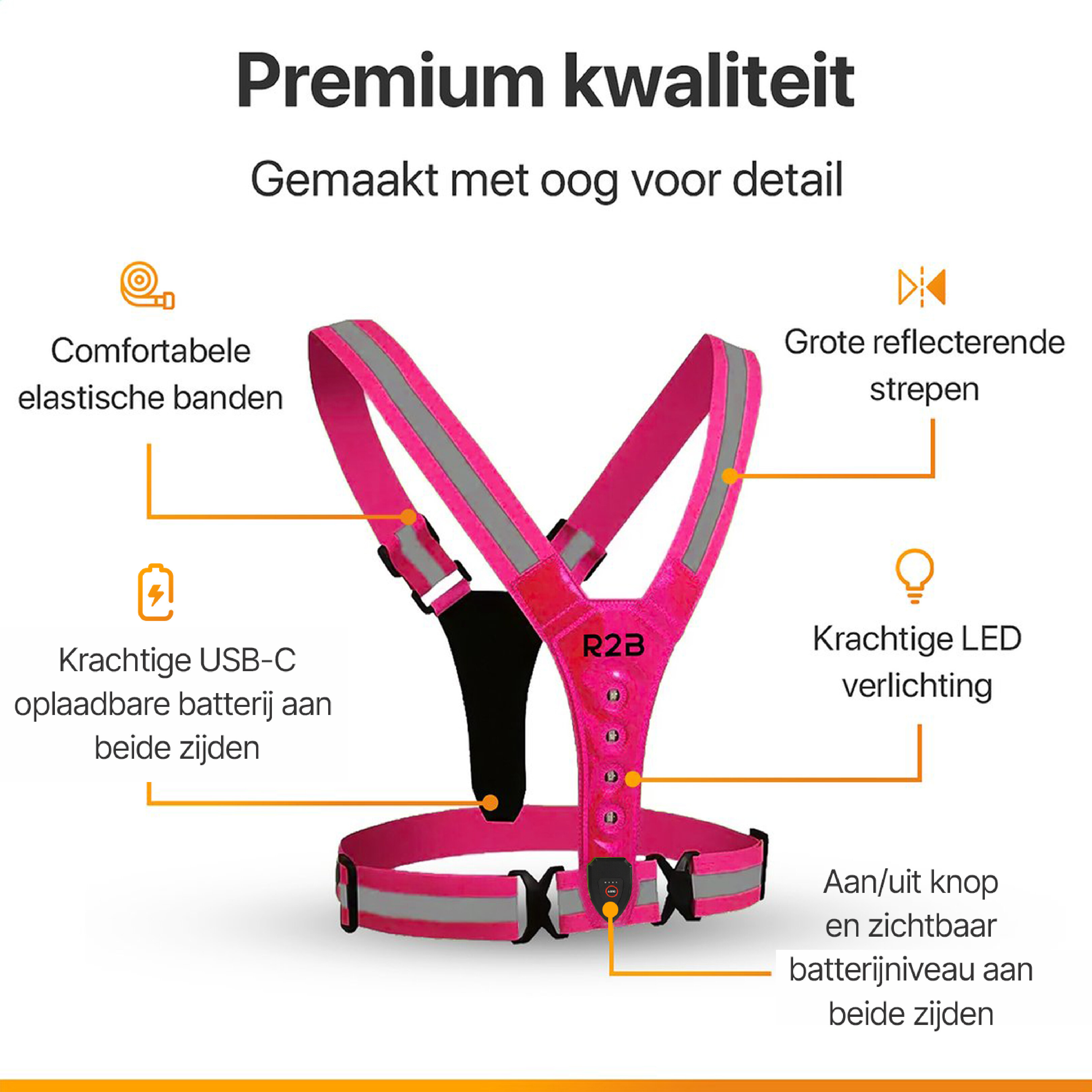 R2B oplaadbaar hardloopvest - Pink