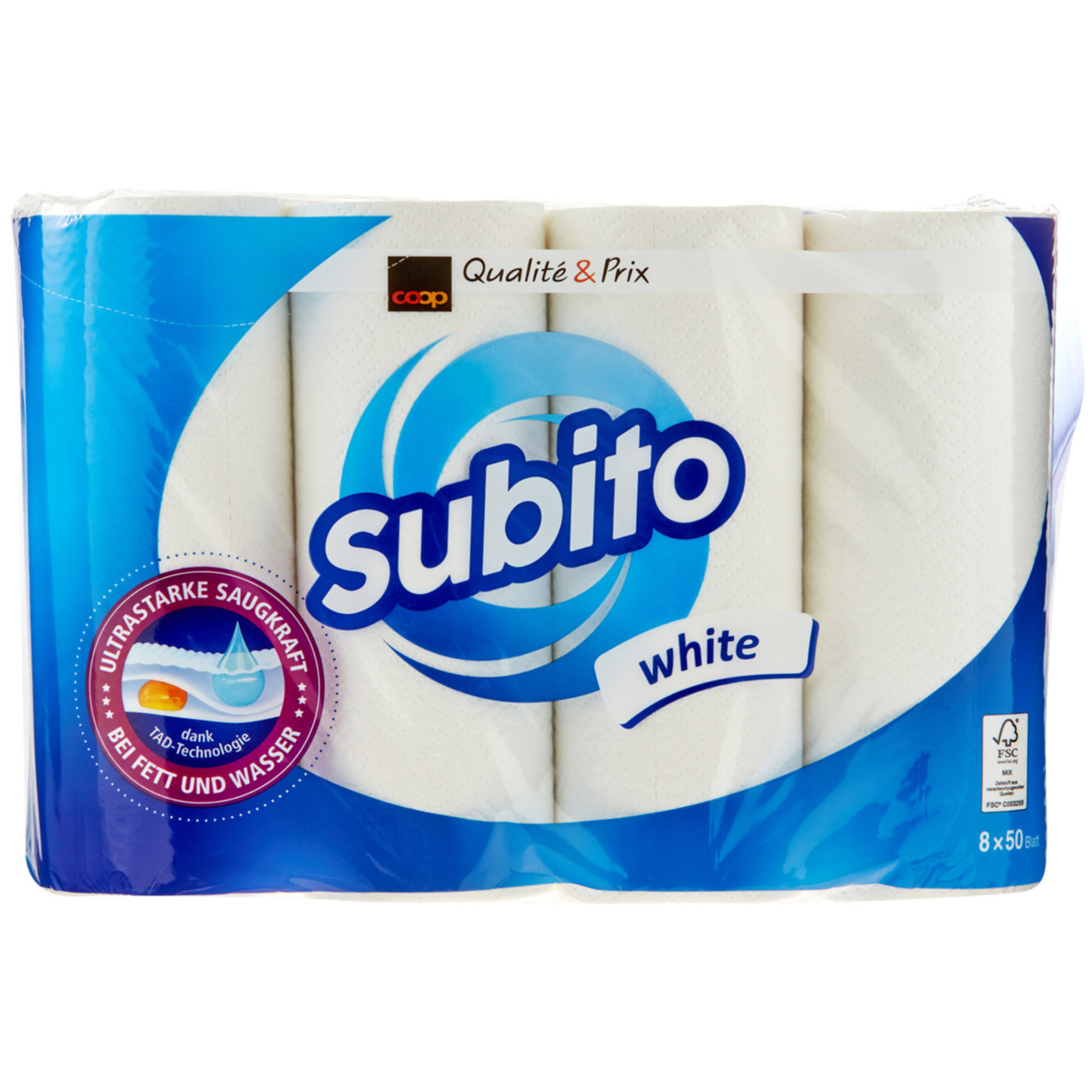 subito Haushaltspapier weiss 8 Rollen