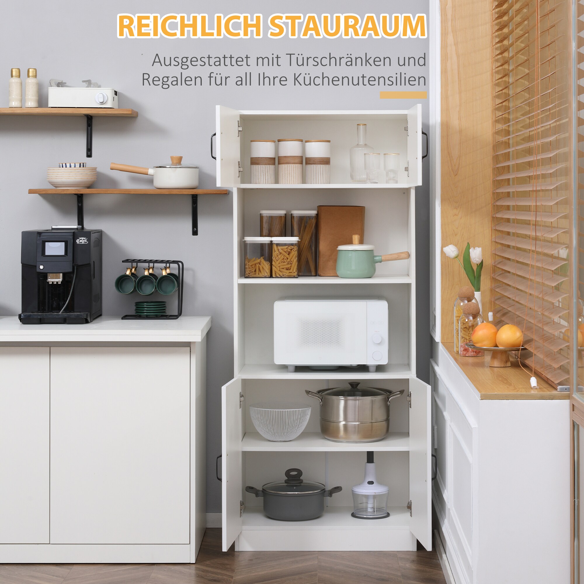 HOMCOM Küchenschrank mit 5 Ebenen weiß 70L x 40B x 170H cm