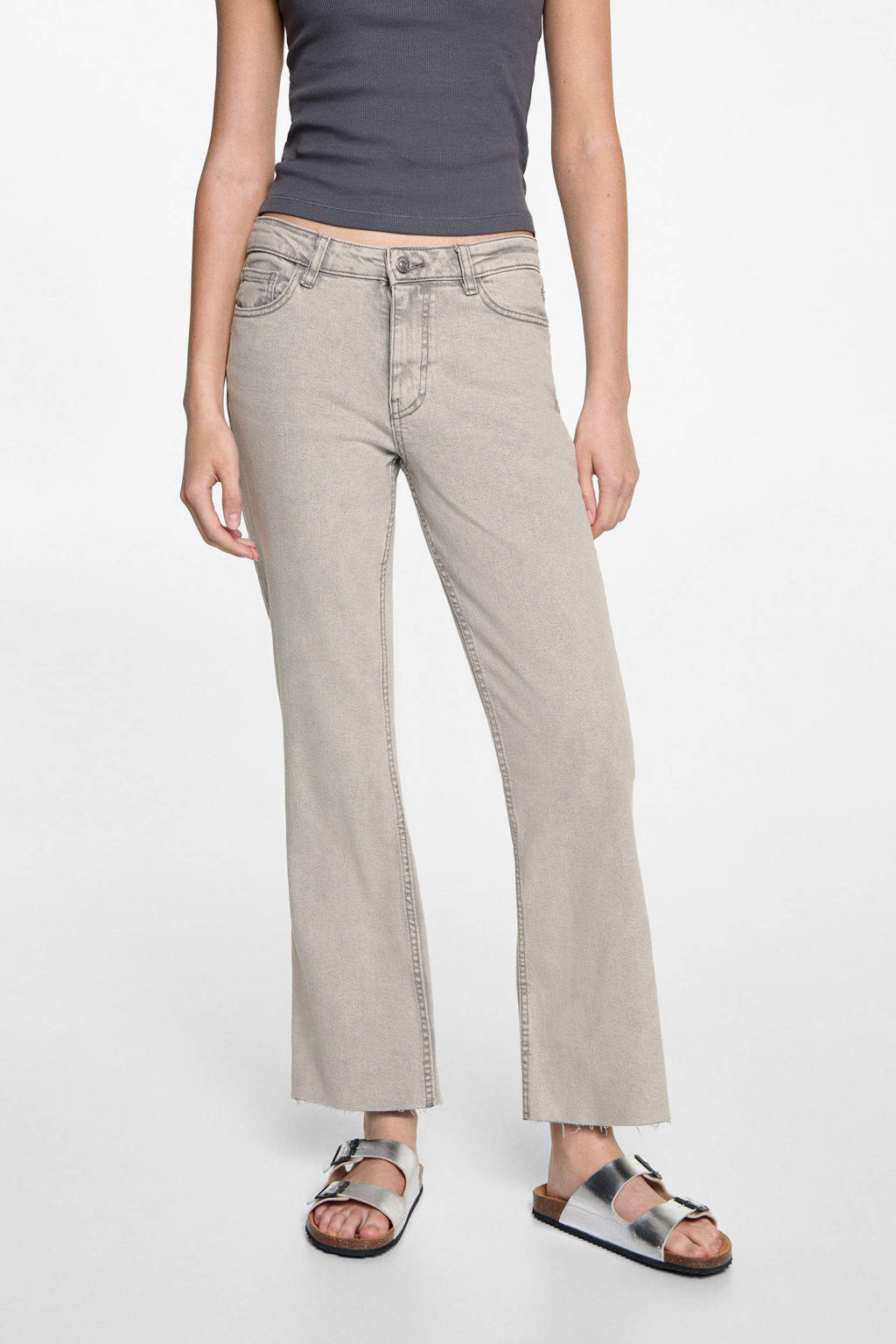 MANGO TEEN cropped flared jeans changeant grijs