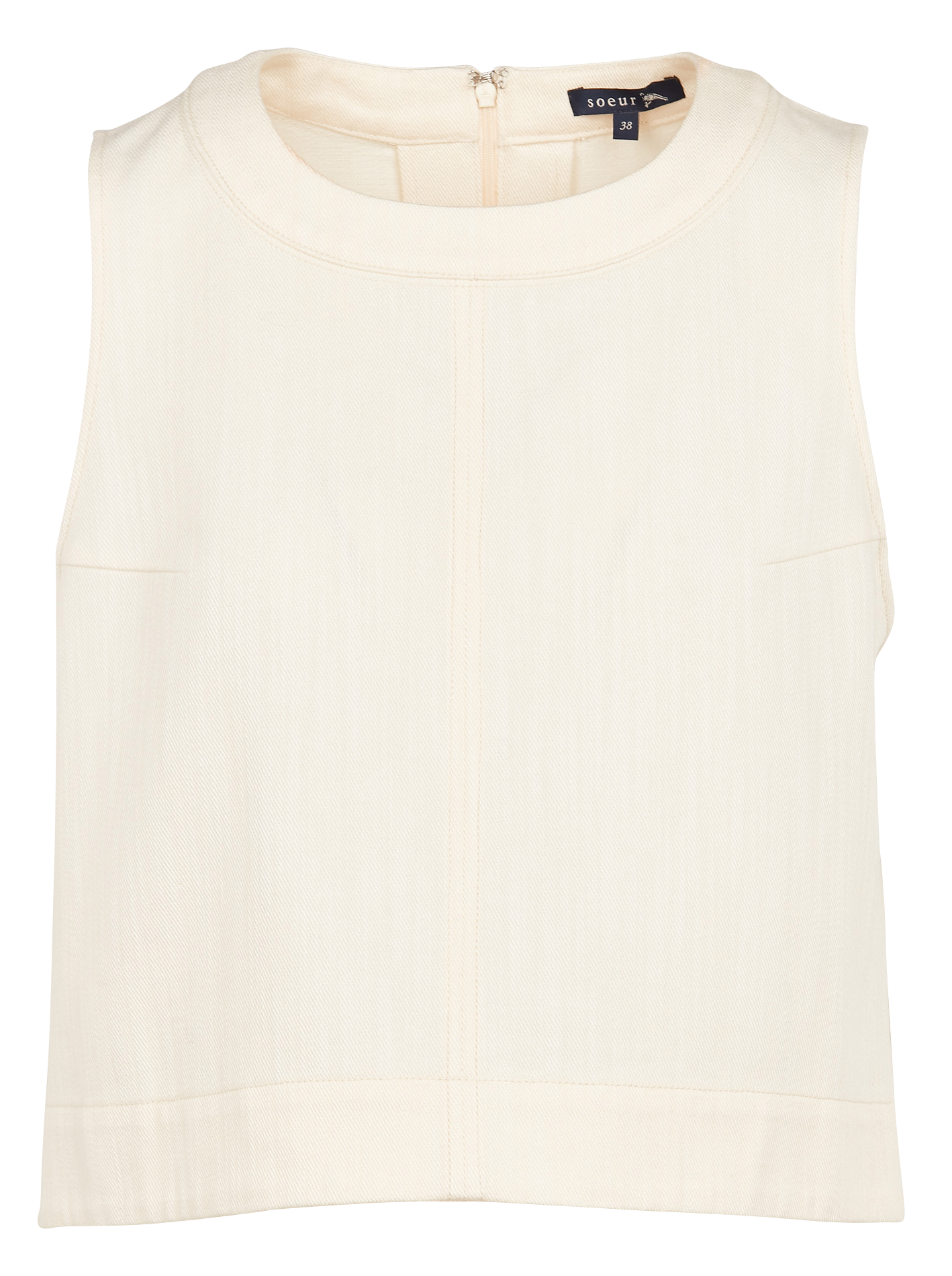 PAMPA - Top col rond sans manches en coton | Beige