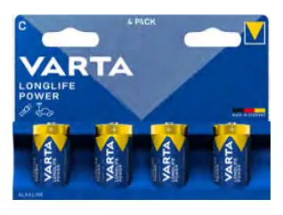 Varta 04914, LR14, Alkaline, 1,5 V, 4 stk, Blå, 50 mm