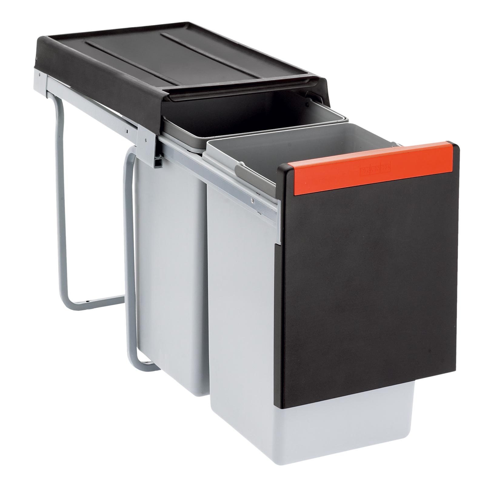Einbau-Mülltrennsystem CUBE 30 - schwarz-grau - 2x 15 Liter