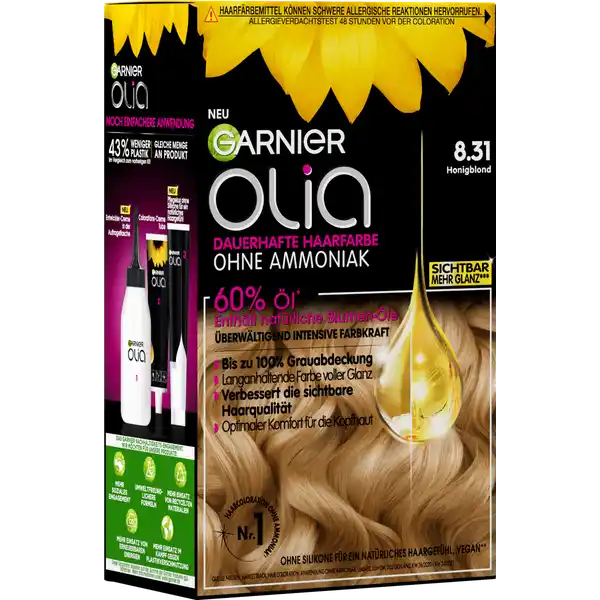 Dauerhafte Haarfarbe Coloration 8.31 Honigblond