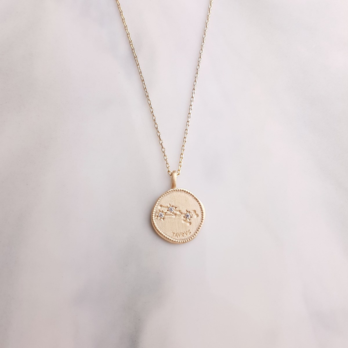 Collier Plaqué Or Signe Astrologique Zodiaque Pendentif Constellation Taureau