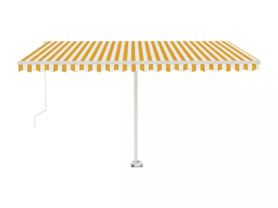 Auvent manuel rétractable avec LED 400x300 cm Jaune et blanc