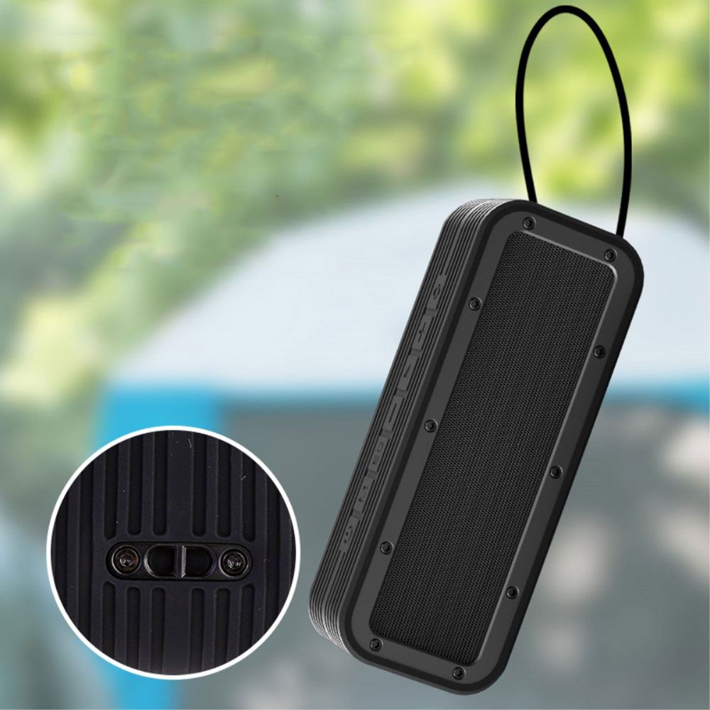50W Bluetooth Lautsprecher Power Bass Subwoofer Spritzwasserfest (IPX7) Aux In / USB C / Micro SD Kartenslot   Handschlaufe - Schwarz