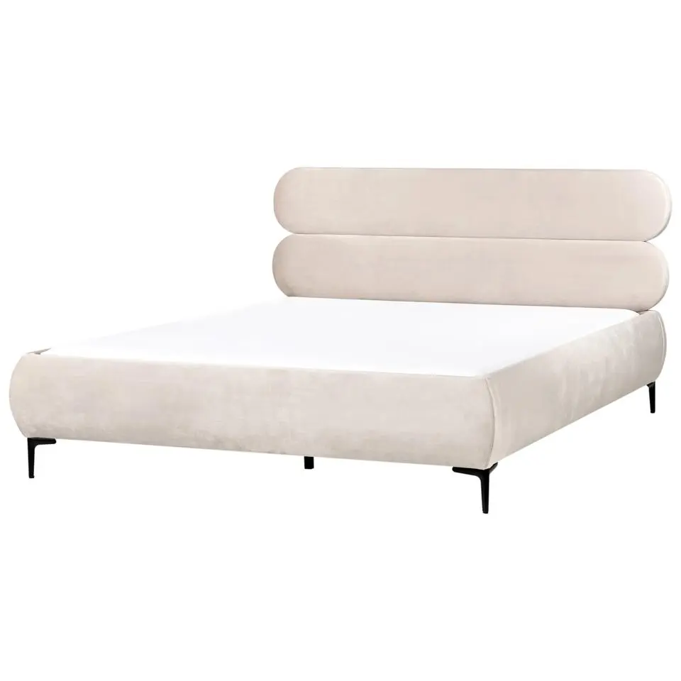 LESSAY - Tweepersoonsbed - Lichtbeige - 180 x 200 cm - Fluweel