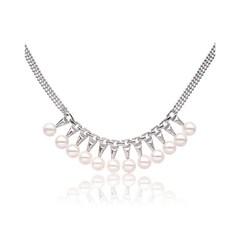 Collier Perles de culture et Monture plaquée Or blanc