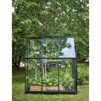 Tuinkas Royal Well Qube 66 zwart gecoat met 3mm veiligheidsglas