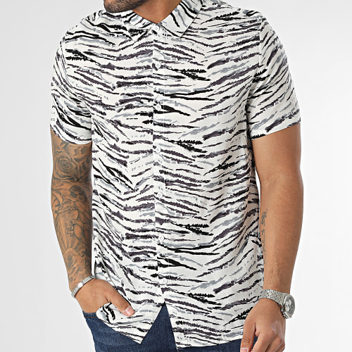 Chemise Manches Courtes Blanc Gris
