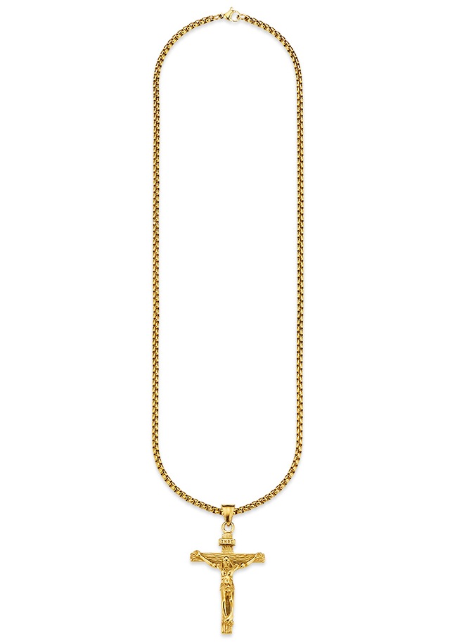 Bruno Banani Kette mit Anhänger »Schmuck Geschenk Halskette Kreuz Gravur INRI Venezianerkette«