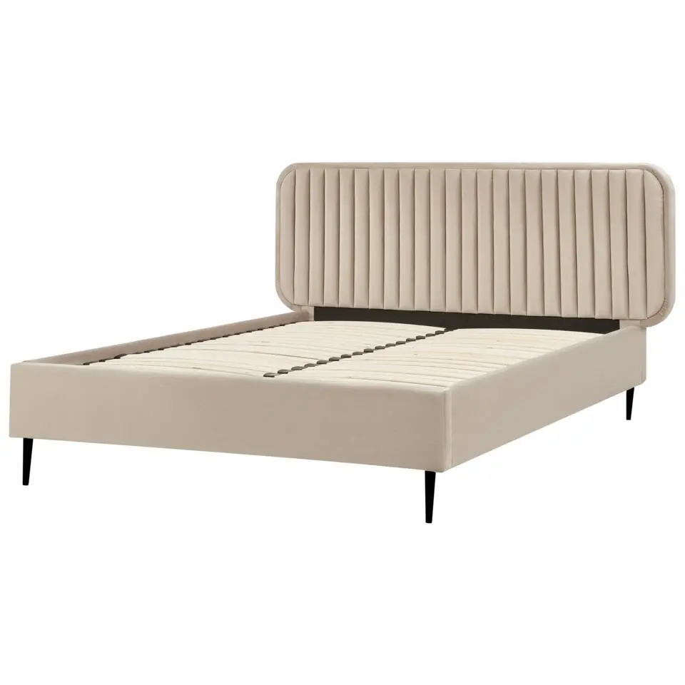 BRIN - Tweepersoonsbed - Taupe - 140 x 200 cm - Fluweel