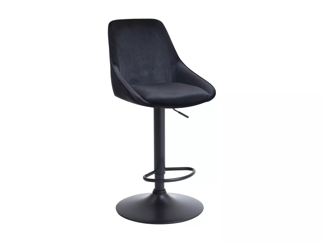 Tabouret de bar en velours et métal - Hauteur réglable - Noir - MASURIE
